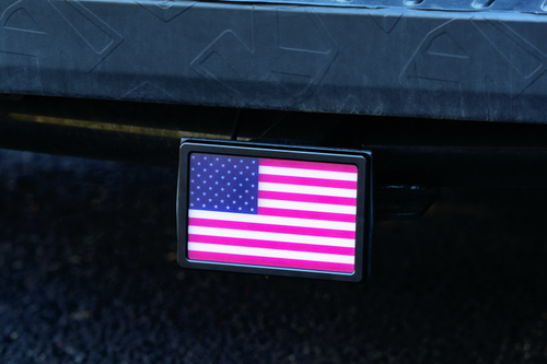 Kuryakyn Freedom Flag LED Hitch Cover Black – Compatible with 1-1/4" and 2" Receiver Hitches