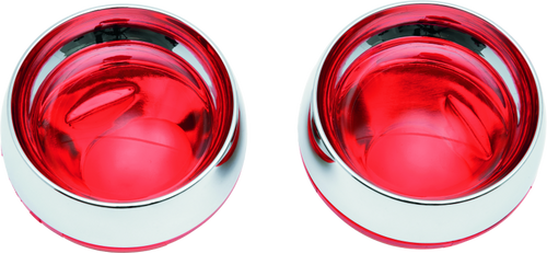 Kuryakyn Deep Dish Bezels with Red Lenses for Honda VTX1800 and Kawasaki Vulcan 2000