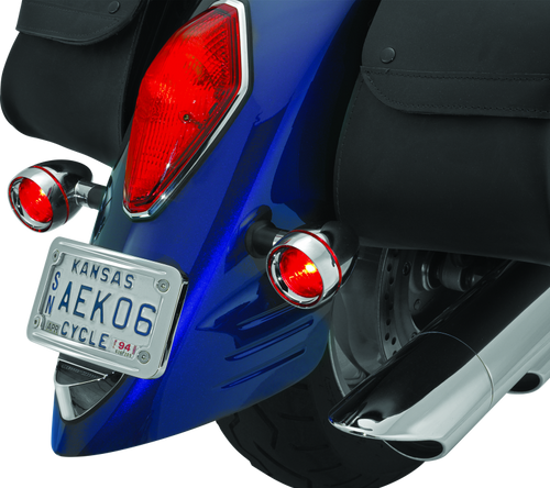Kuryakyn Deep Dish Bezels with Red Lenses for Honda VTX1800 and Kawasaki Vulcan 2000