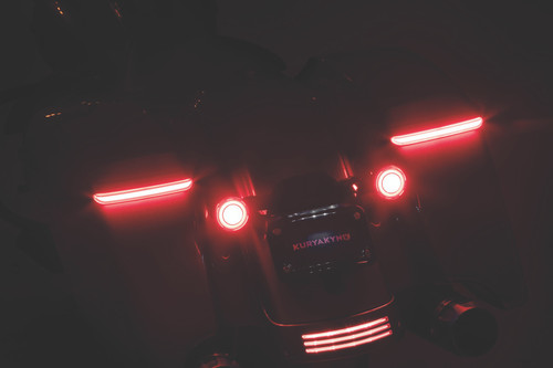Kuryakyn Tracer LED Rear Turn Signal Inserts with Red/Red Smoke Lens for Harley Davidson FLHX and FLTRX Models