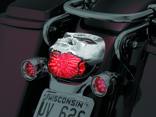 Kuryakyn Zombie Taillight Cover Chrome for Harley-Davidson Models with 3D Skull Design