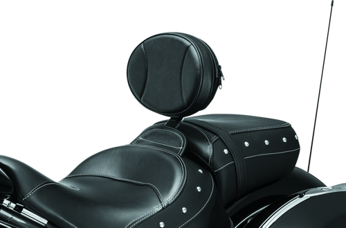 Kuryakyn Plug-N-Go Driver Backrest 14-Up Indian Black Pad with Chrome Frame Part #1628