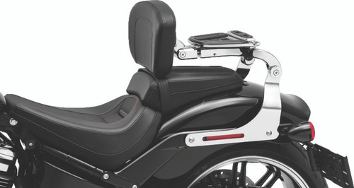 Kuryakyn Fixed Mounts Multi-Purpose Driver & Passenger Backrest with Luggage Rack for Harley Davidson 2018-2021 Fat Boy and Breakout Models