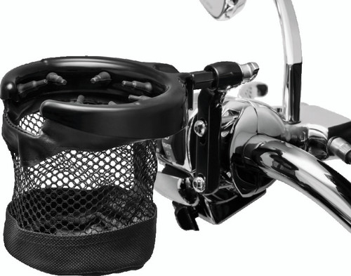 Kuryakyn Drink Holder Mesh Basket with Perch Mount for Harley-Davidson and Metric Clutch or Brake Perches
