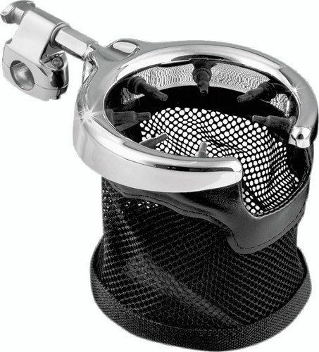 Kuryakyn Universal Passenger Drink Holder with Basket in Black and Chrome – Part #1484