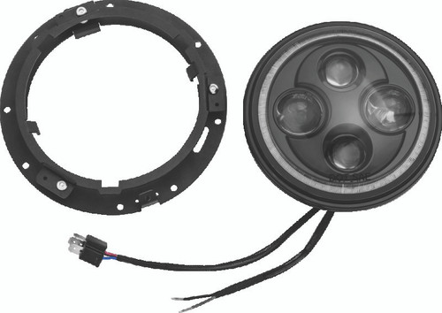 Kuryakyn Orbit Vision 7-Inch LED Headlight with White Halo Ring for Powersports Vehicles