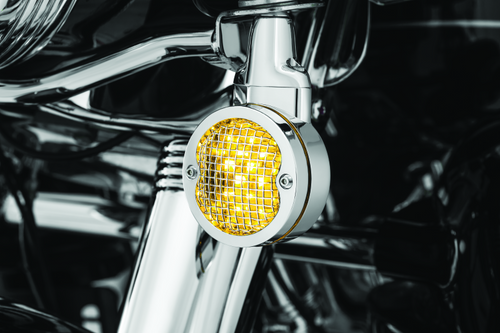 Kuryakyn Mesh Turn Signal Bezels 3-1/4 Inch Chrome for Harley Davidson Models
