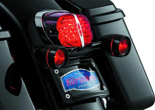Kuryakyn Deep Dish Bezels with Red Lenses for Harley-Davidson Bullet Turn Signals (Part #5482)