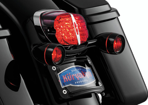 Kuryakyn Deep Dish Bezels with Red Lenses for Harley-Davidson Bullet Turn Signals (Part #5482)