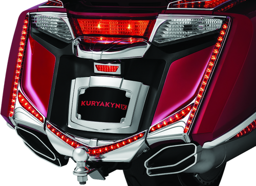 Kuryakyn L.E.D. Vertical Rear Light Strips for 2012-2017 Honda GL1800 Gold Wing F6B with Chrome Red Lens
