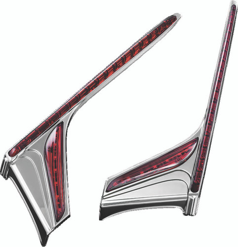 Kuryakyn L.E.D. Vertical Rear Light Strips for 2012-2017 Honda GL1800 Gold Wing F6B with Chrome Red Lens