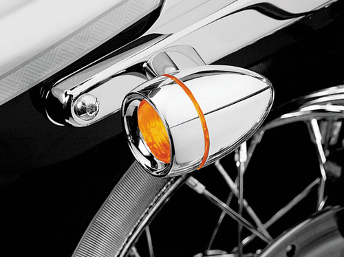 Kuryakyn Deep Dish Bezel with Amber Lens for Harley-Davidson Bullet Turn Signals (Part #2108)