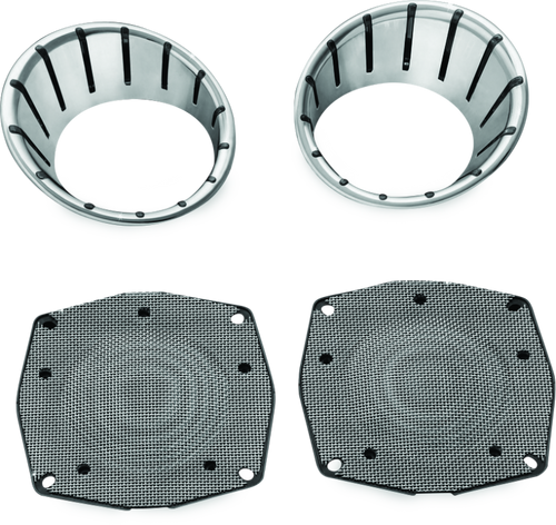 Kuryakyn LED Speaker Bezels for Harley-Davidson Touring Models – Chrome Finish with Blue Illumination Part #7287
