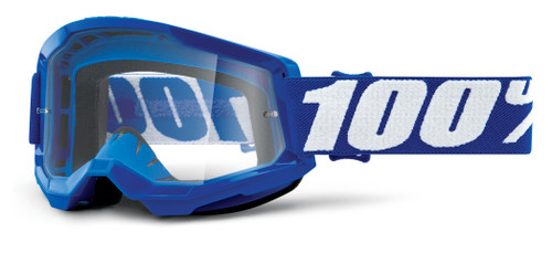 100% Strata 2 Blue Clear Goggles - Model 5651100200 for Enhanced Eye Protection
