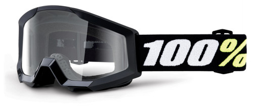 100% Strata 2 Jr Black Clear Goggles - Youth Sports Eye Protection
