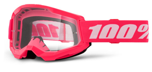 100% STRATA 2 JR Pink Clear Goggles - Youth Racing Eyewear for Optimal Protection