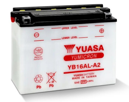 YUASA YUAM22162 YB16AL-A2 YUMICRON 12 Volt Battery for Motorcycles and Powersports