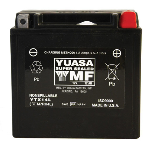 YUASA YTX14L Factory Activated Maintenance-Free 12 Volt Battery