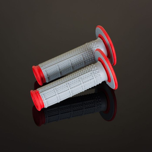 Renthal MX Grips DL TPR Diamond and Waffle Red/Grey - Part Number G163