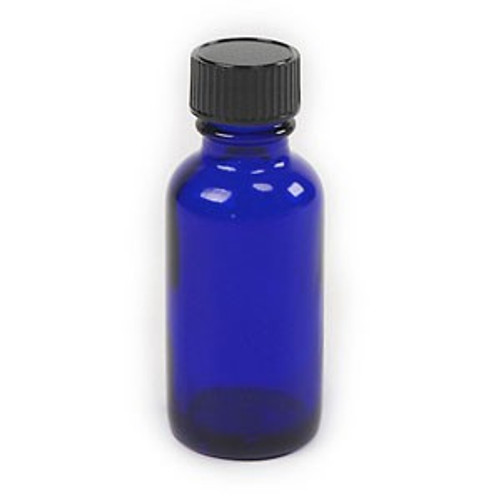1 fl oz Blue Cobalt Glass Bottle with Lid (12/case)