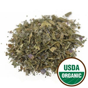 Borage Herb Cut and Sifted Organic in a small pile with USDA logo
