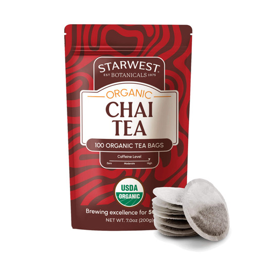 Organic Chai Tea Bags 100 ct front pouch