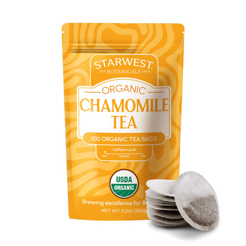Organic Chamomile Tea Bags 100 ct front pouch