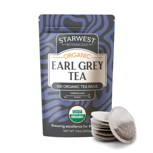 Organic Earl Grey Tea Bags 100 ct pouch front