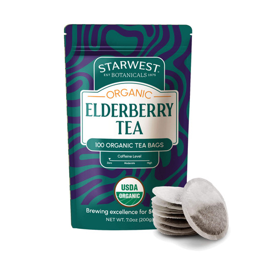 Organic Elderberry Tea Bags 100 ct pouch front