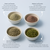Ingredients for the Deep Breath Bundle shown with labels describing dulse powder, mullein leaf powder, horehound herb, and peppermint leaf on a pale blue background.
