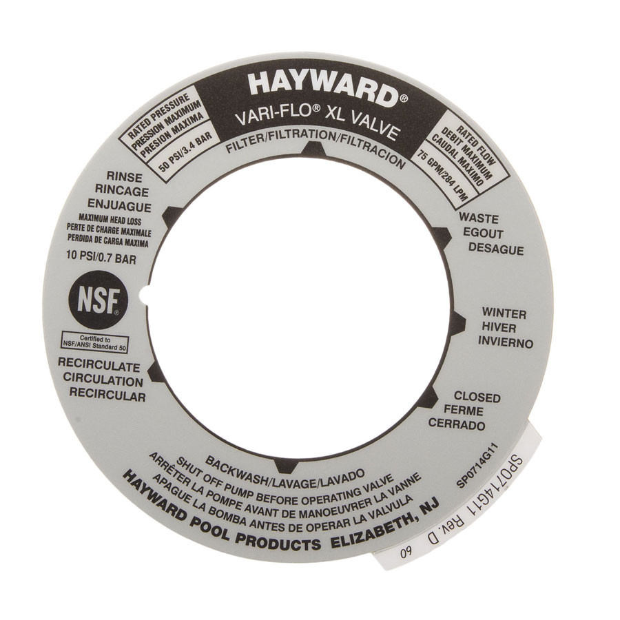 Hayward SPX0714G11 Multiport Valve Position Label