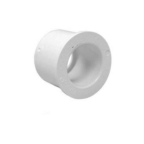 White PVC Reducer Bushing - 3" Spigot x 2" Slip