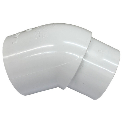 White PVC Street Elbow - 2" Slip x 2" Spigot, 45 Degrees