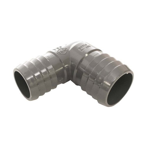 PVC Insert Fitting Elbow - 1-1/2" x 1-1/4" Barbed, 90 Degrees