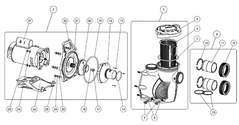 Pentair WhisperfloXF pump parts diagram