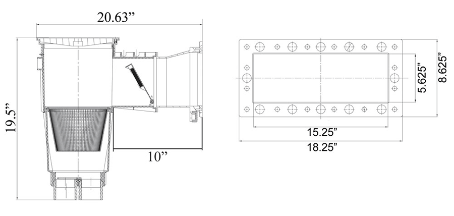 CMP wide mouth skimmer dimensions