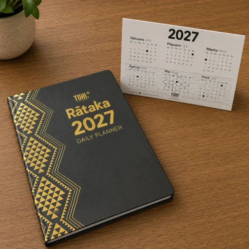 Tuhi Diary B5 1 Day Per Page Premium Rātaka Black & Gold 2027