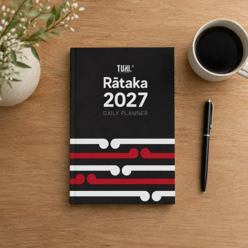 Tuhi Diary B5 1 Day Per Page Rātaka Black Koru 2027