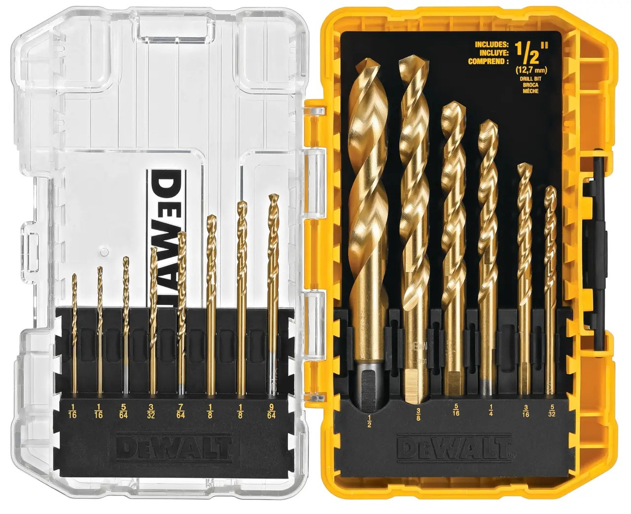 Impact Ready Titanium Nitride Coating Drill Bit Sets With Toughcase System