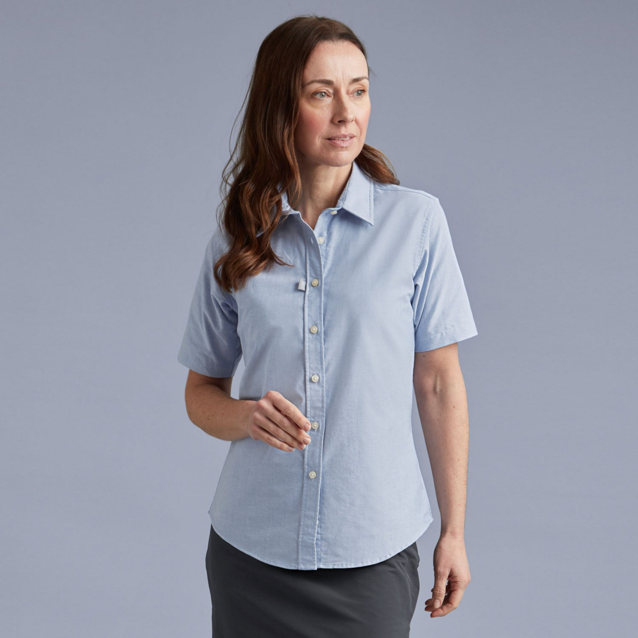 Damen Oxford Shirt Kurzärmliges - 160W_BLU01.jpg