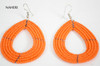 African beaded hoop earrings solid orange jewelry naheri