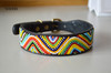African leather beaded dog collar - KULU handmade Naheri
