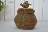 Beaded handmade storage jar copper