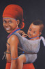 African inspired oil painting sister love mother love