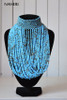 African beaded tribal choker necklace sky blue