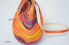 African sisal and leather handbag handwoven yellow red blue