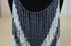 African fringe long necklace hematite and white beaded jewelry