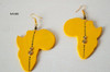 yellow African map wooden earrings