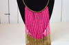 Hot pink African fringe necklace African handmade jewelry