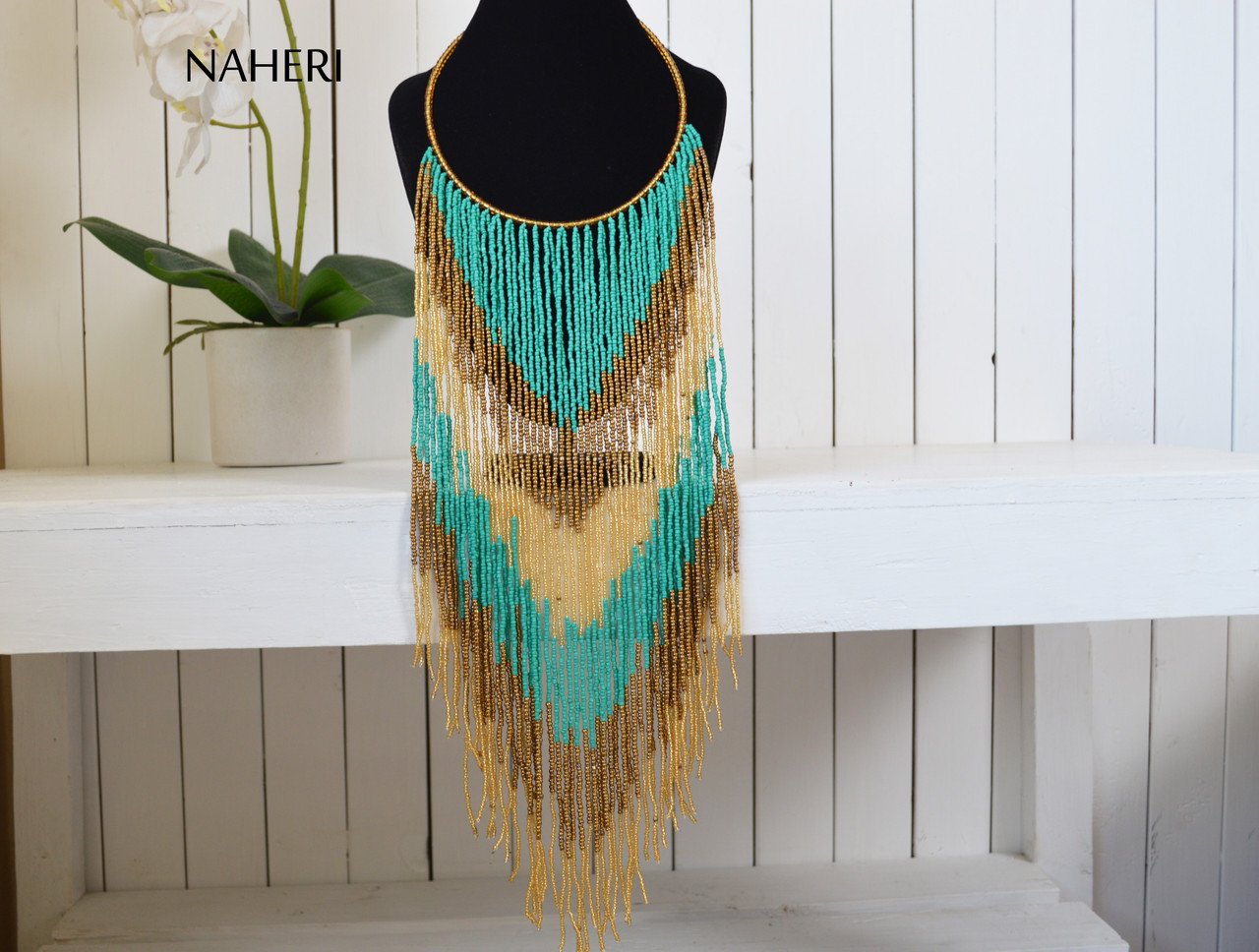 turquoise fringe necklace